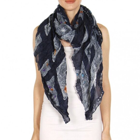 NWT Jewel Print Wrinkle Scarf/Cover-Up - Picture 7 of 13